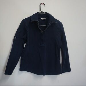 Coldwater creek navy blue half zip pullover thick sweater blouse 100% Cotton